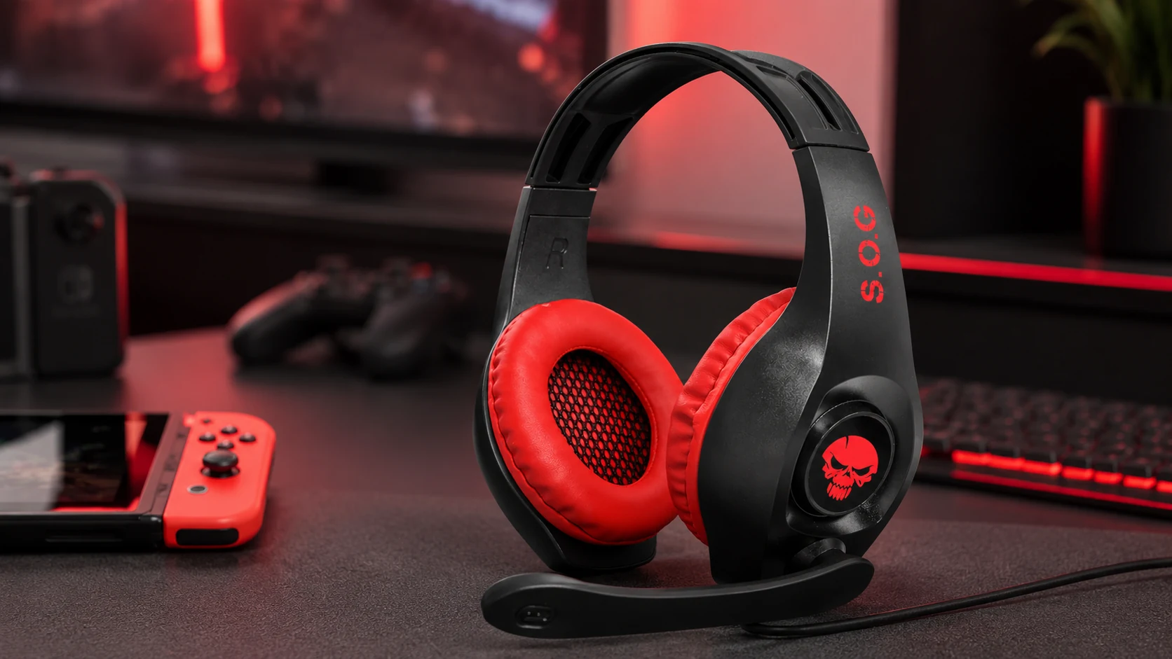 Casque gaming Pro NH5 noir et rouge pour jeux vidéo