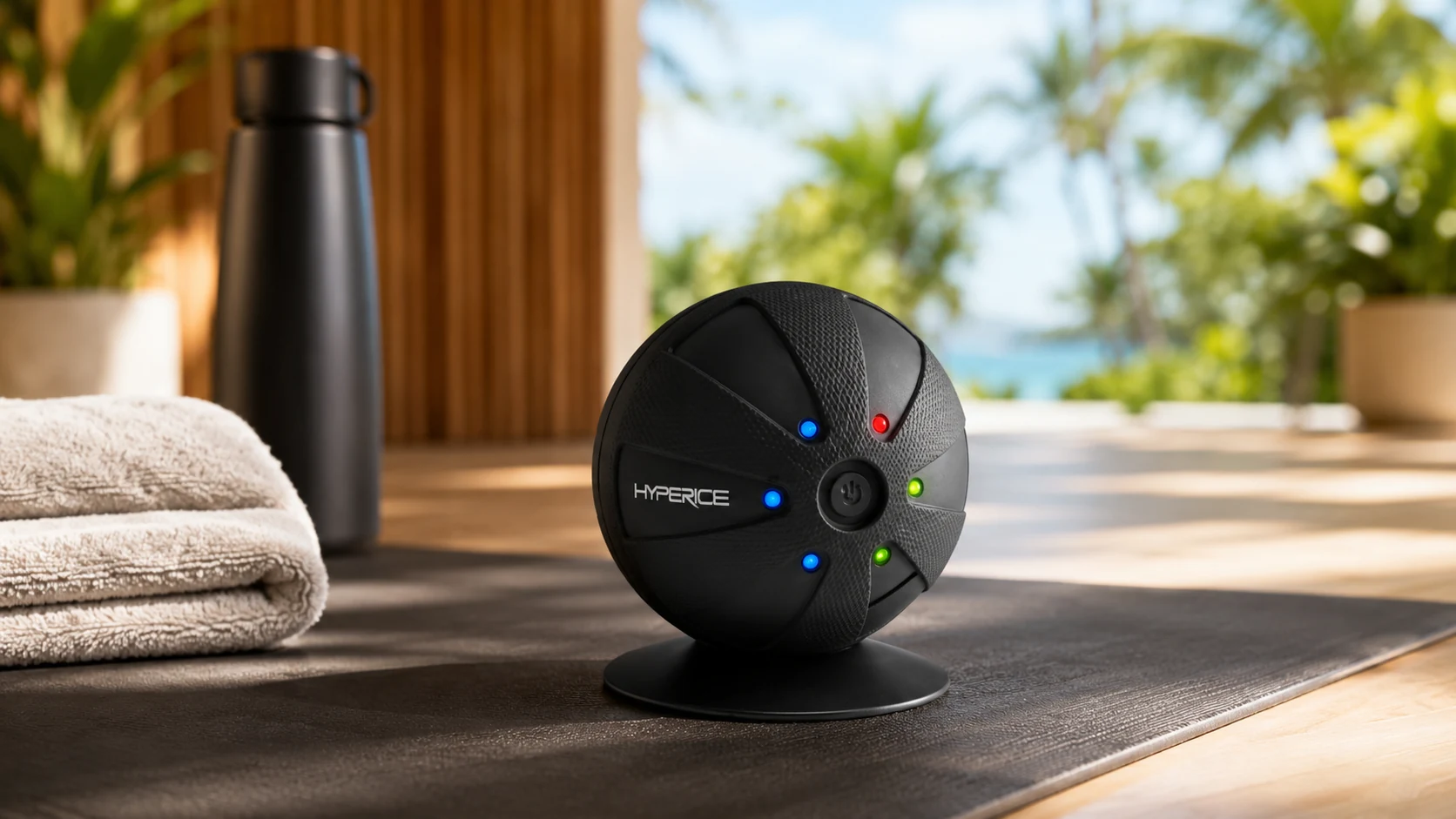 Balle de massage vibrante Hyperice Hypersphere Mini en utilisation