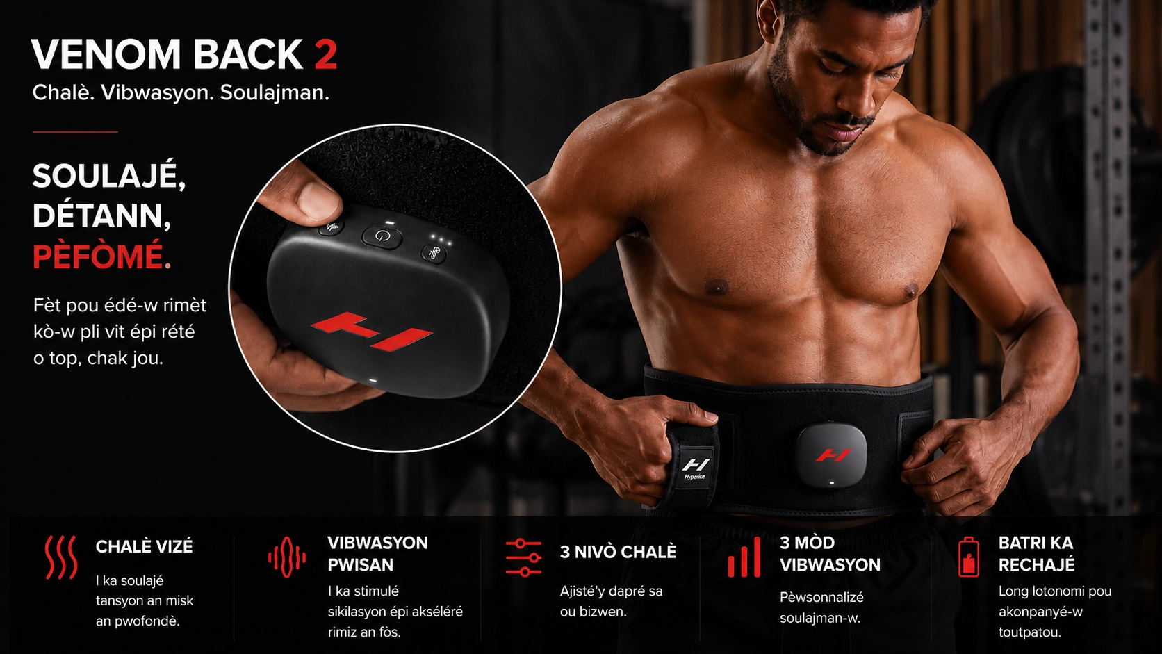 Hyperice Venom Back 2 utilisé pour la récupération musculaire